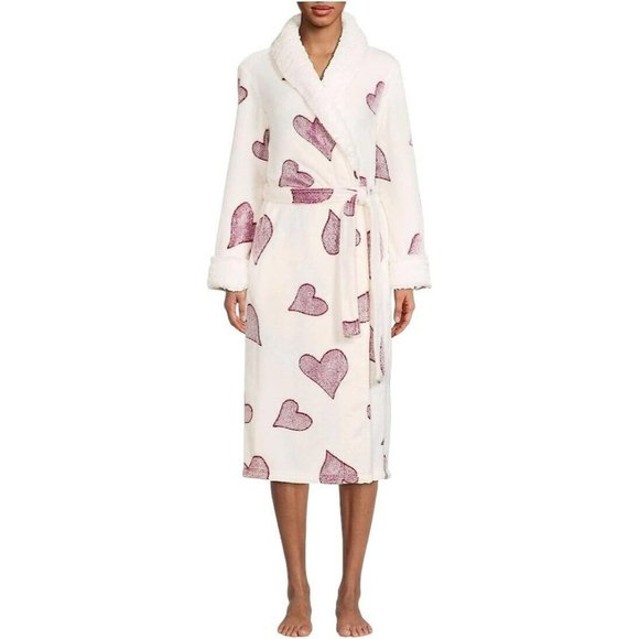 Secret Treasures Womens Superminky Hearts Fluffy‎ Plush Robe Size Small 4-6 New - Picture 1 of 5